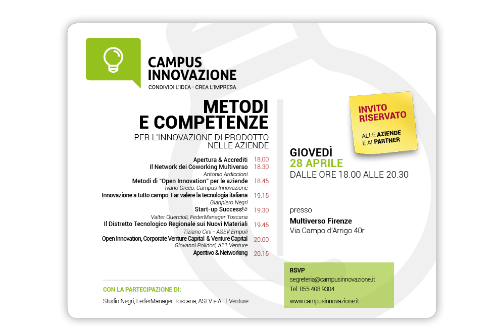 28/4 dalle 18.00 – Nuovo Campus Innovazione – Edizione 2016 Toscana